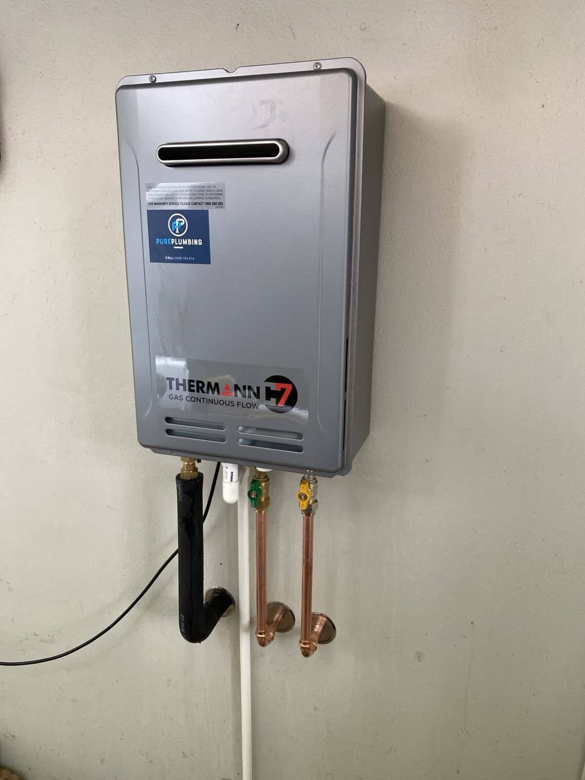 New gas hot water system installed by Pure Plumbing